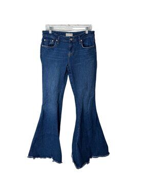 We The Free Womens Size 29 Jeans High-Rise Flare Jeans Raw-Hem Blue